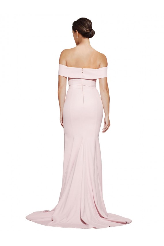 Purcahse  Pink Square Neck Sleeveless Low Back Sweep Train Bridal Party Dress UK