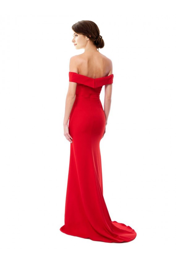 Purcahse  Red High Neck Sleeveless Stretch Crepe Long Evening Maxi Dress UK