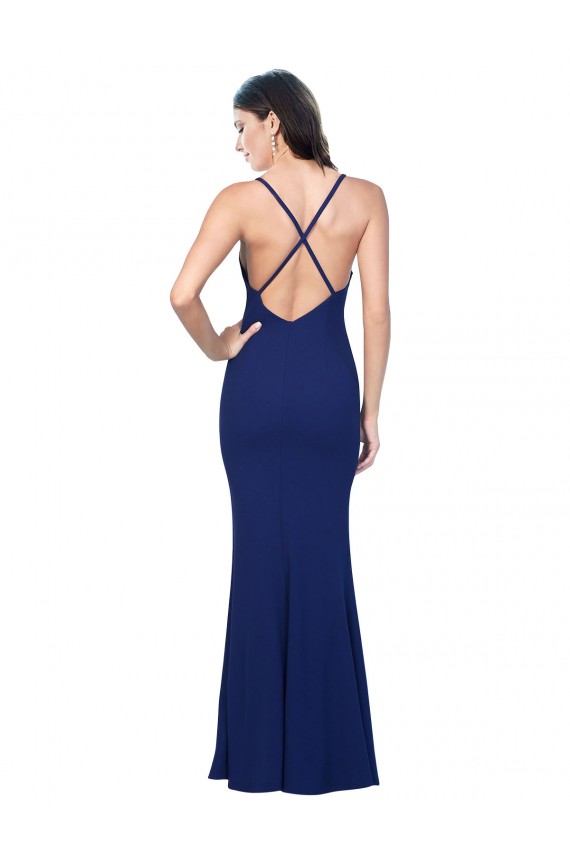 Purcahse  Royal Blue V-Neck Sleeveless Low Back Long Evening Dress UK