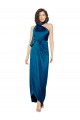 Purcahse  Peacock Blue High Neck Sleeveless Silky Satin Long Evening Dress UK