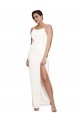 Purcahse  Ivory High Neck Sleeveless Low Back Stretch Satin Long Evening Dress UK