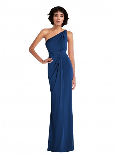 Cheap Royal Blue One Shoulder Sleeveless Long Maxi Evening Dress UK