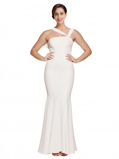 Cheap Ivory Square Neck Sleeveless Low Back Long Evening Dress UK