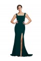 Purcahse  Midnight Green Square Neck Sleeveless Sweep Train Semi Formal Evening Dress UK