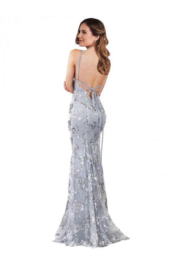 Purcahse  Silver High Neck Sleeveless Backless Long Evening Dress UK