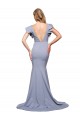 Purcahse  Smoke Blue Round Neck Sleeveless V-Back Sweep Train Evening Dress UK