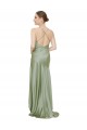 Purcahse  Smoke Green Cowl Neck Sleeveless Criss Cross Open Back Long Evening Dress UK