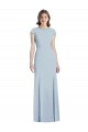 Purcahse  Light Sky Blue Bateau Neck Cap Sleeves Open Back Long Semi Formal Evening Dress UK