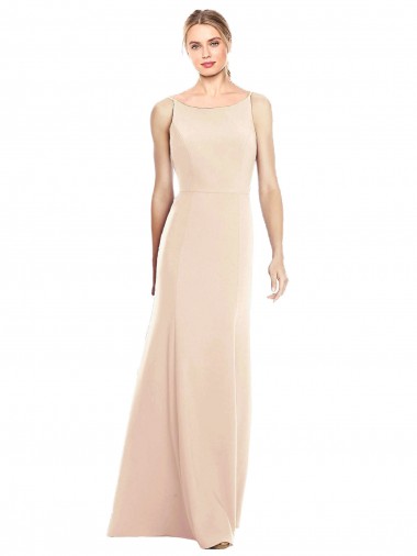 Cheap Nude Bateau Neck Sleeveless Open Back Long Semi Formal Evening Dress UK