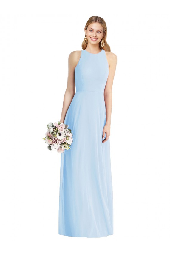 Purcahse  Light Sky Blue Halter Neck Sleeveless Long Maxi Evening Dress UK