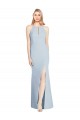 Purcahse  Light Sky Blue Halter Neck Sleeveless Keyhole Back Long Semi Formal Evening Dress UK