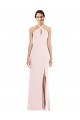 Purcahse  Pink Halter Neck Sleeveless Low Back Long Evening Dress UK
