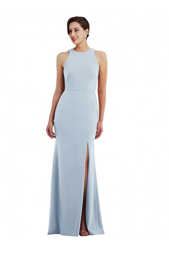 Purcahse  Light Sky Blue Jewel Neck Sleeveless Open Back Long Evening Dress UK