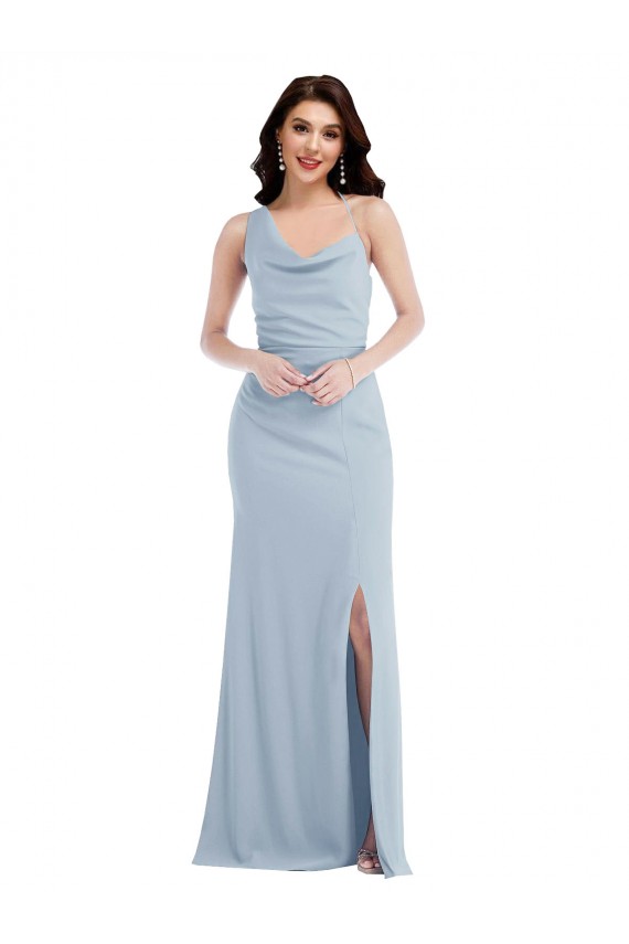 Purcahse  Light Sky Blue One Shoulder Sleeveless Long Maxi Evening Dress UK