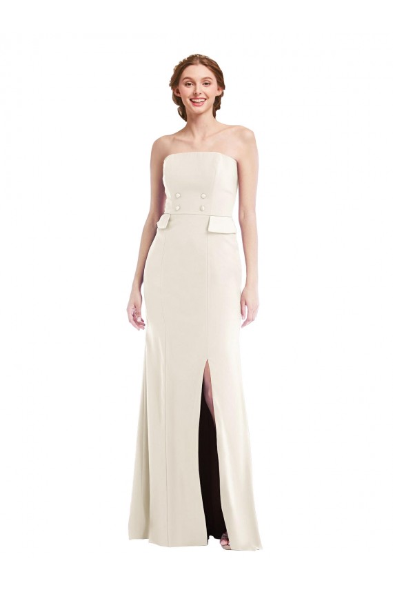 Purcahse  Ivory Strapless Sleeveless Long Semi Formal Evening Dress UK