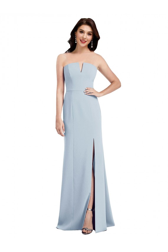 Purcahse  Light Sky Blue Strapless Sleeveless Low Back Long Semi Formal Evening Dress UK