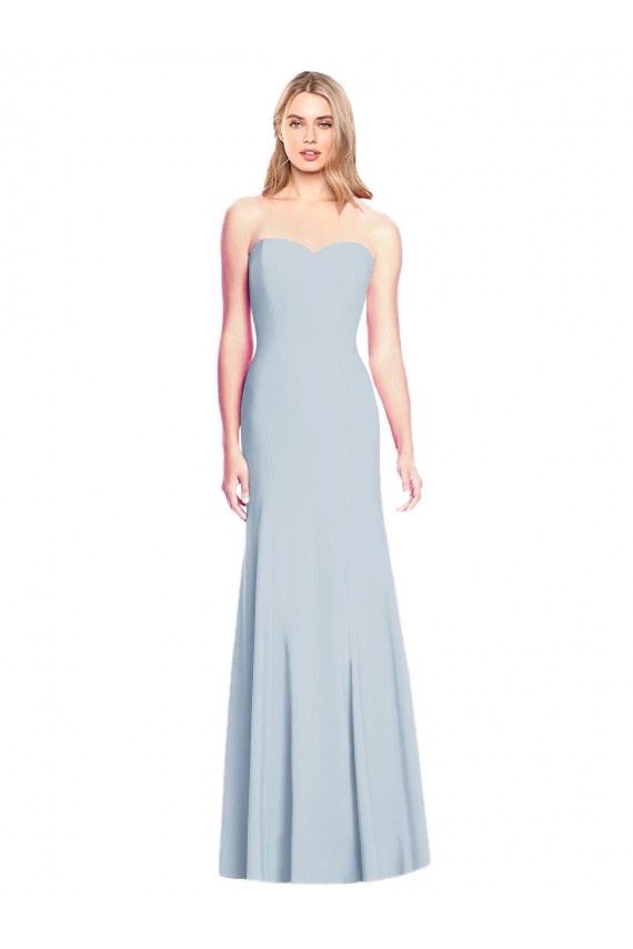 Purcahse  Light Sky Blue Strapless Sleeveless Low Back Long Evening Dress UK
